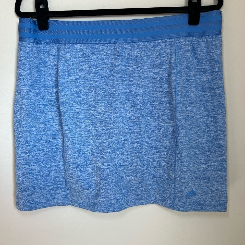 Adidas Skirt Skort Blue Heather Lined Athletic Pickleball Golf Summer Size Large - Picture 1 of 10